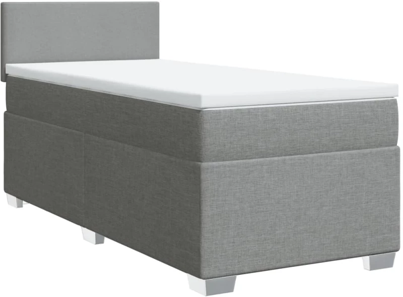 vidaXL Κρεβάτι Boxspring με Στρώμα Ανοιχτό Γκρι 90x200 εκ. Υφασμάτινο