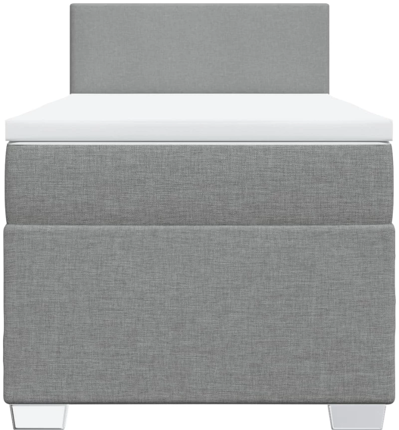 vidaXL Κρεβάτι Boxspring με Στρώμα Ανοιχτό Γκρι 90x200 εκ. Υφασμάτινο