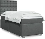 vidaXL Κρεβάτι Boxspring με Στρώμα Σκούρο Γκρι 90x200 εκ. Υφασμάτινο