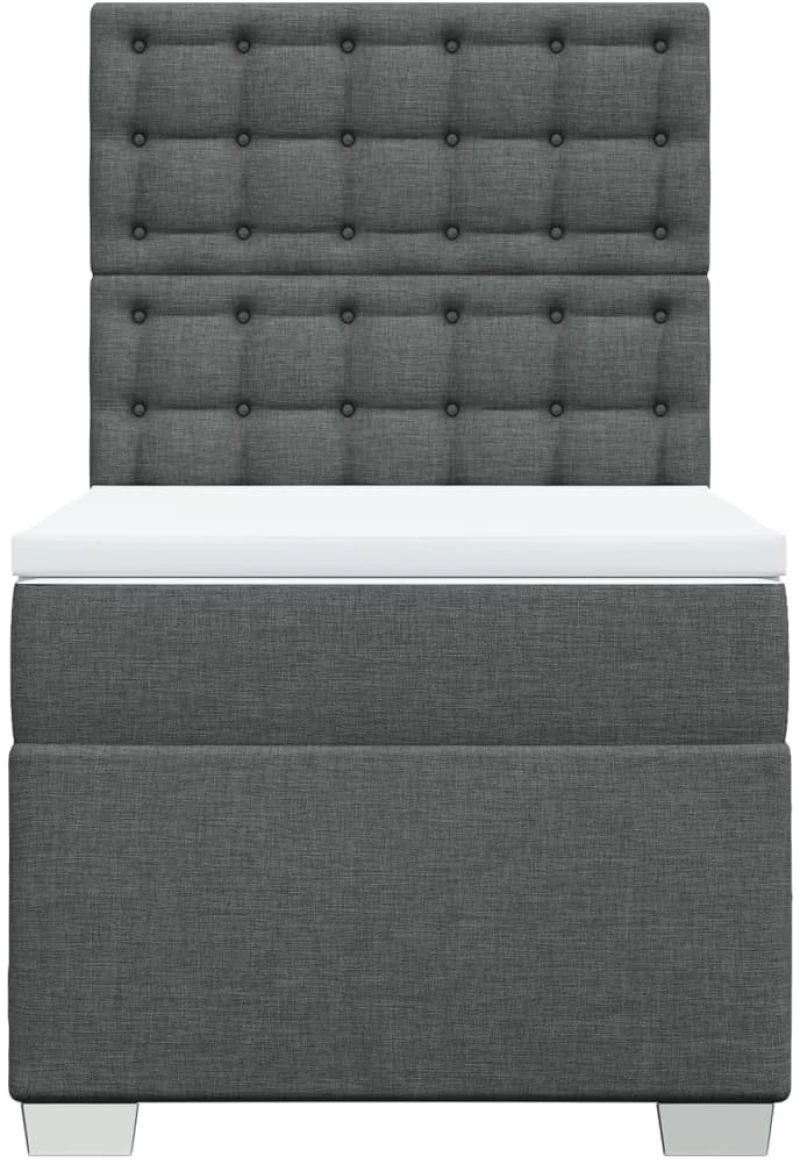 vidaXL Κρεβάτι Boxspring με Στρώμα Σκούρο Γκρι 90x200 εκ. Υφασμάτινο