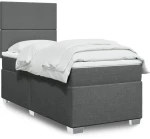 vidaXL Κρεβάτι Boxspring με Στρώμα Σκούρο Γκρι 90x200 εκ. Υφασμάτινο