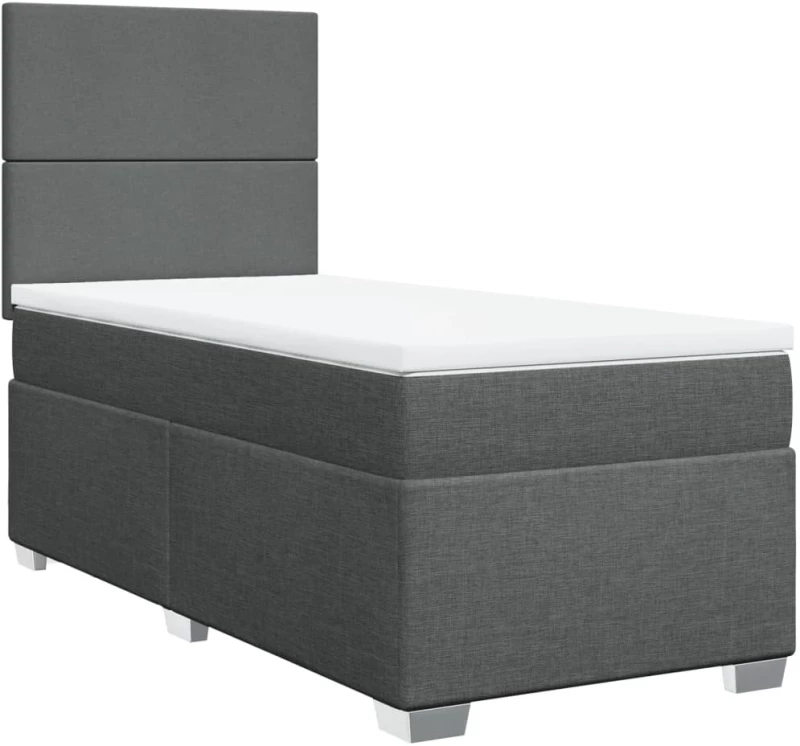 vidaXL Κρεβάτι Boxspring με Στρώμα Σκούρο Γκρι 90x200 εκ. Υφασμάτινο