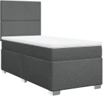 vidaXL Κρεβάτι Boxspring με Στρώμα Σκούρο Γκρι 90x200 εκ. Υφασμάτινο
