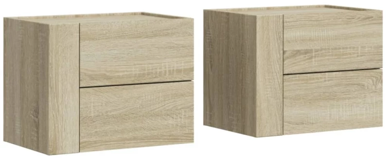 vidaXL Κομοδίνα Επιτοίχια 2 τεμ. Sonoma Δρυς 45x30x35 εκ.