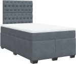 vidaXL Κρεβάτι Boxspring με Στρώμα Σκούρο Γκρι 120x200 εκ. Βελούδινο