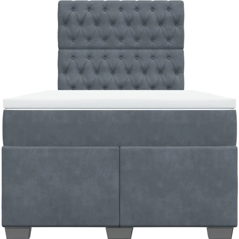 vidaXL Κρεβάτι Boxspring με Στρώμα Σκούρο Γκρι 120x200 εκ. Βελούδινο