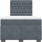 vidaXL Κρεβάτι Boxspring με Στρώμα Σκούρο Γκρι 120x200 εκ. Βελούδινο