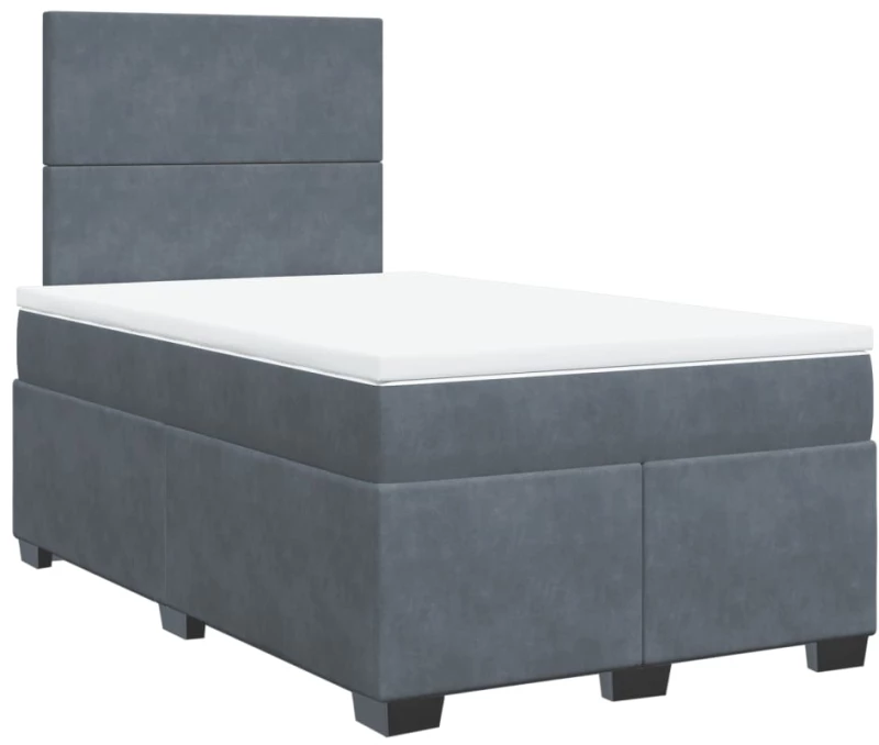 vidaXL Κρεβάτι Boxspring με Στρώμα Σκούρο Γκρι 120x200 εκ. Βελούδινο