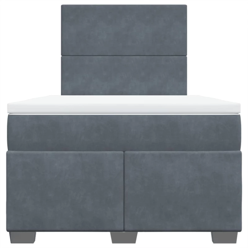 vidaXL Κρεβάτι Boxspring με Στρώμα Σκούρο Γκρι 120x200 εκ. Βελούδινο