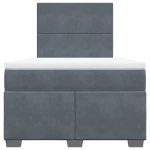 vidaXL Κρεβάτι Boxspring με Στρώμα Σκούρο Γκρι 120x200 εκ. Βελούδινο