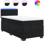 vidaXL Κρεβάτι Boxspring με Στρώμα Μαύρο 80 x 200 εκ. Βελούδινο