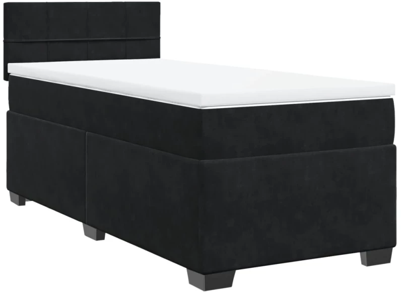 vidaXL Κρεβάτι Boxspring με Στρώμα Μαύρο 80 x 200 εκ. Βελούδινο