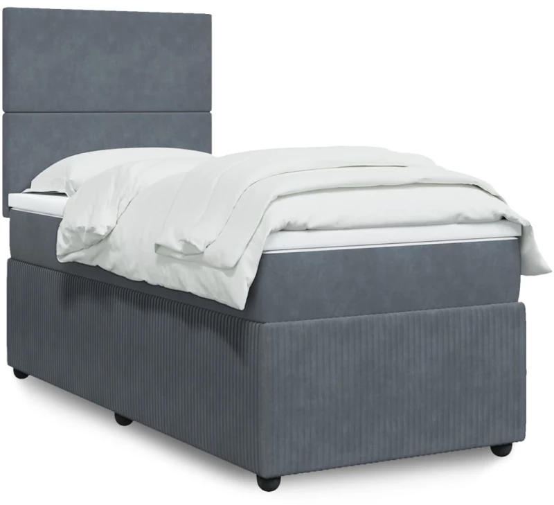vidaXL Κρεβάτι Boxspring με Στρώμα Σκούρο Γκρι 80x200 εκ. Βελούδινο