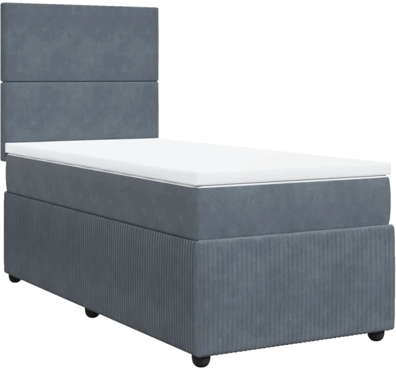 vidaXL Κρεβάτι Boxspring με Στρώμα Σκούρο Γκρι 80x200 εκ. Βελούδινο