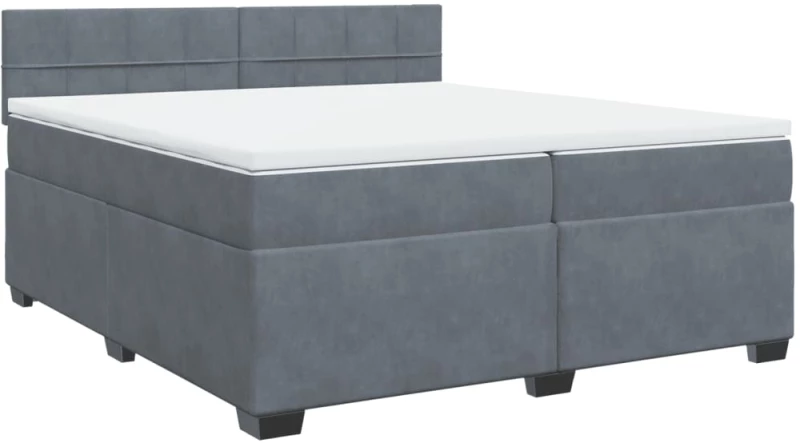 vidaXL Κρεβάτι Boxspring με Στρώμα Σκούρο Γκρι 200x200 εκ. Βελούδινο