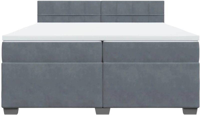 vidaXL Κρεβάτι Boxspring με Στρώμα Σκούρο Γκρι 200x200 εκ. Βελούδινο