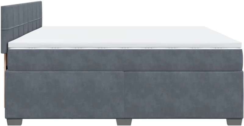 vidaXL Κρεβάτι Boxspring με Στρώμα Σκούρο Γκρι 200x200 εκ. Βελούδινο