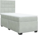 vidaXL Κρεβάτι Boxspring με Στρώμα Ανοιχτό Γκρι 90x190 εκ. Βελούδινο