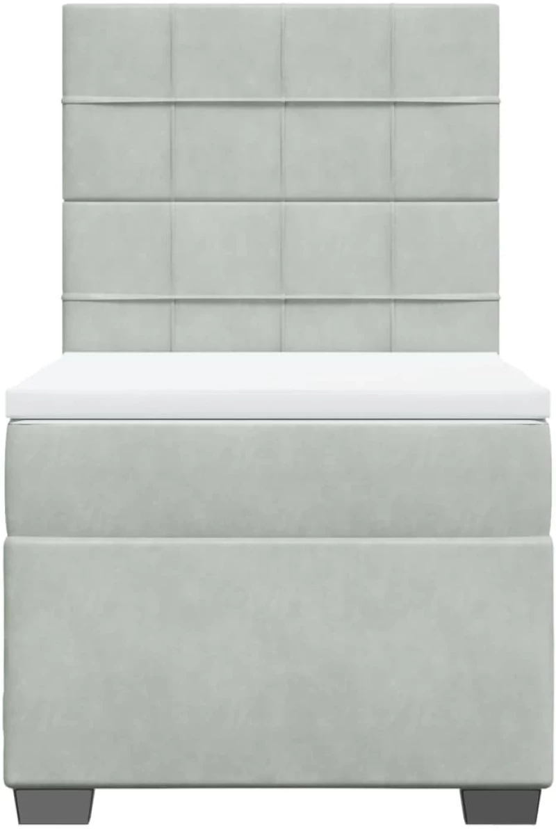 vidaXL Κρεβάτι Boxspring με Στρώμα Ανοιχτό Γκρι 90x190 εκ. Βελούδινο