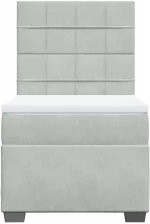 vidaXL Κρεβάτι Boxspring με Στρώμα Ανοιχτό Γκρι 90x190 εκ. Βελούδινο