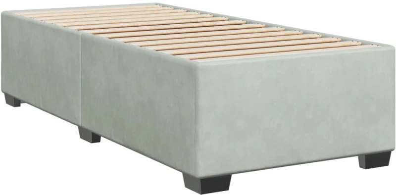 vidaXL Κρεβάτι Boxspring με Στρώμα Ανοιχτό Γκρι 90x190 εκ. Βελούδινο