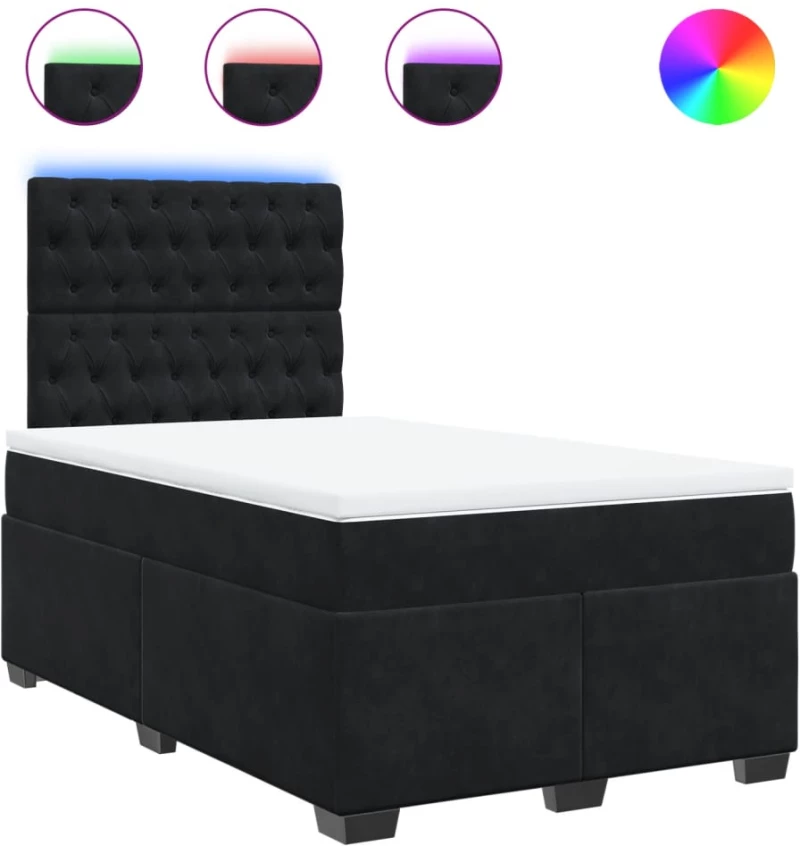 vidaXL Κρεβάτι Boxspring με Στρώμα Μαύρο 120 x 200 εκ. Βελούδινο