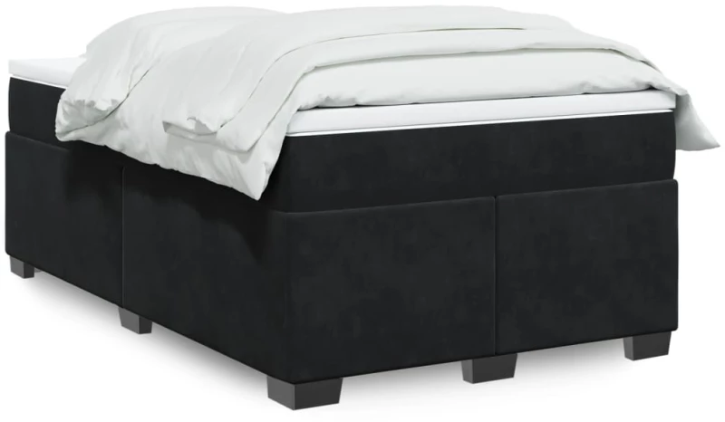 vidaXL Κρεβάτι Boxspring με Στρώμα Μαύρο 120 x 200 εκ. Βελούδινο
