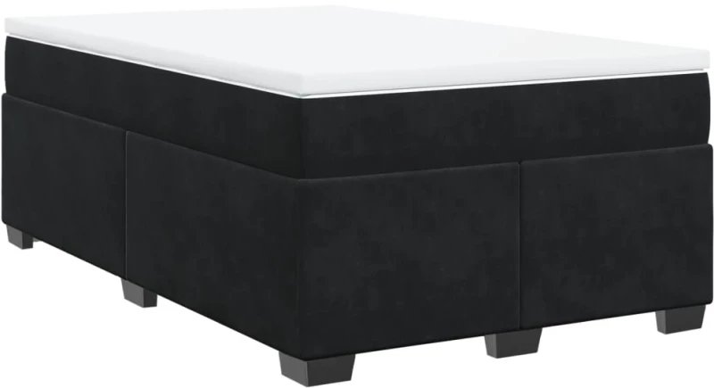 vidaXL Κρεβάτι Boxspring με Στρώμα Μαύρο 120 x 200 εκ. Βελούδινο