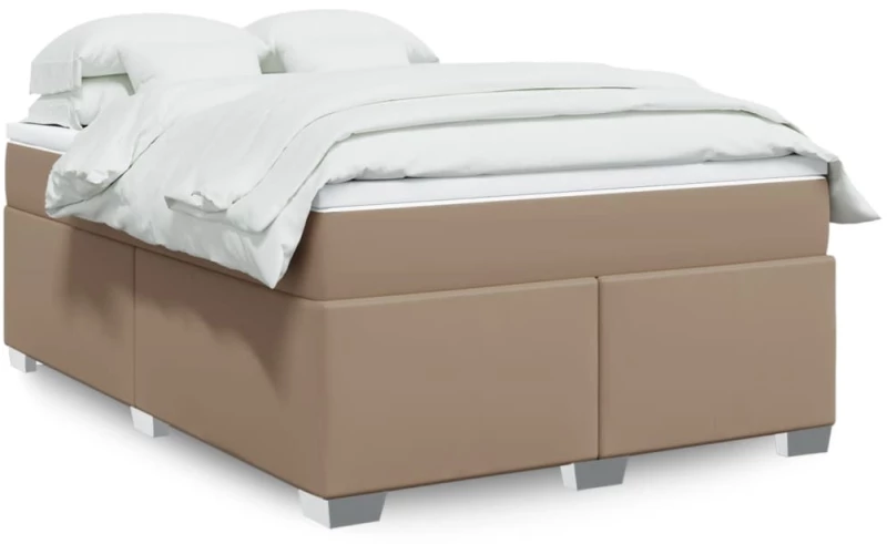 vidaXL Κρεβάτι Boxspring με Στρώμα Καπουτσίνο 140x200εκ.από Συνθ.Δέρμα