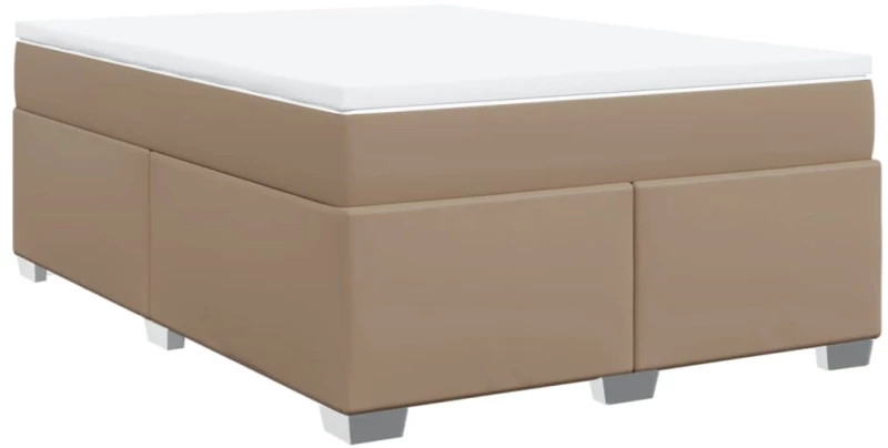 vidaXL Κρεβάτι Boxspring με Στρώμα Καπουτσίνο 140x200εκ.από Συνθ.Δέρμα
