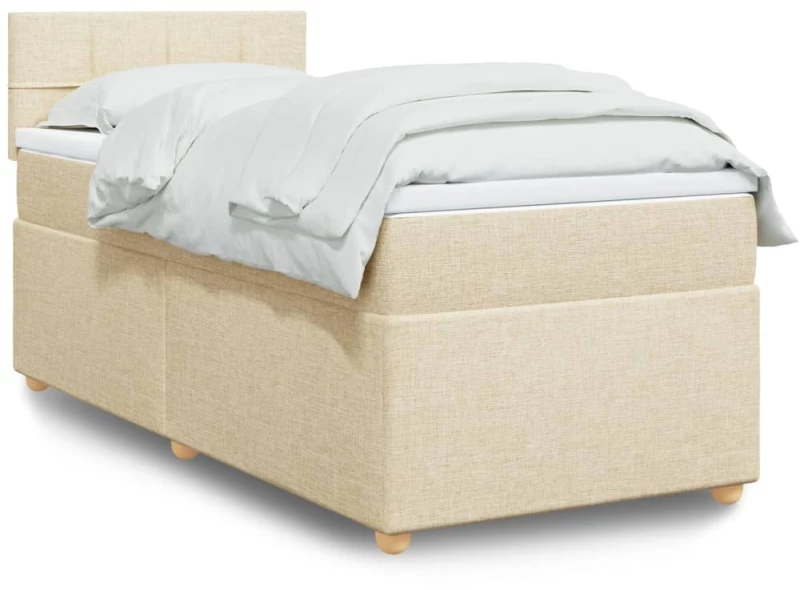 vidaXL Κρεβάτι Boxspring με Στρώμα Κρεμ 80 x 200 εκ. Υφασμάτινο