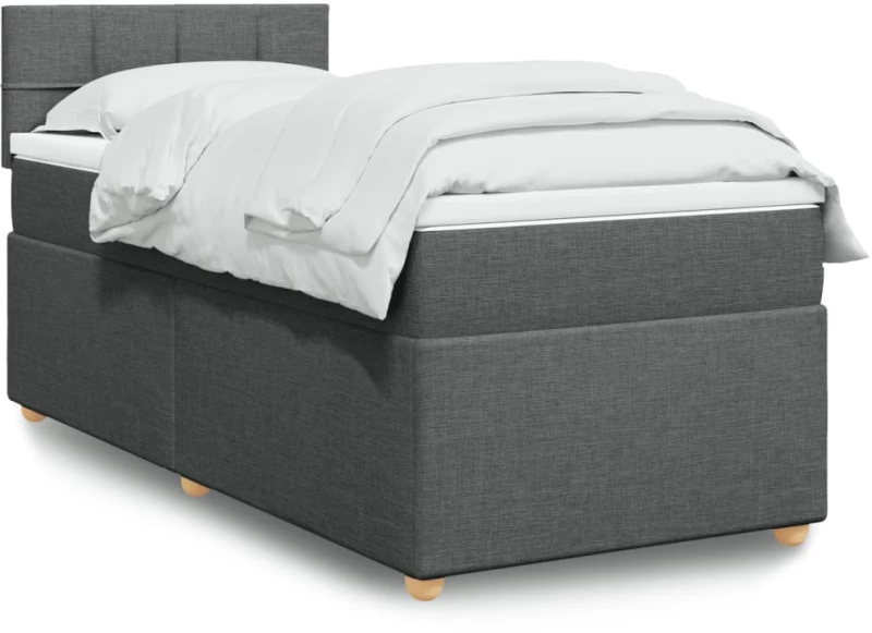 vidaXL Κρεβάτι Boxspring με Στρώμα Σκούρο Γκρι 100x200 εκ. Υφασμάτινο