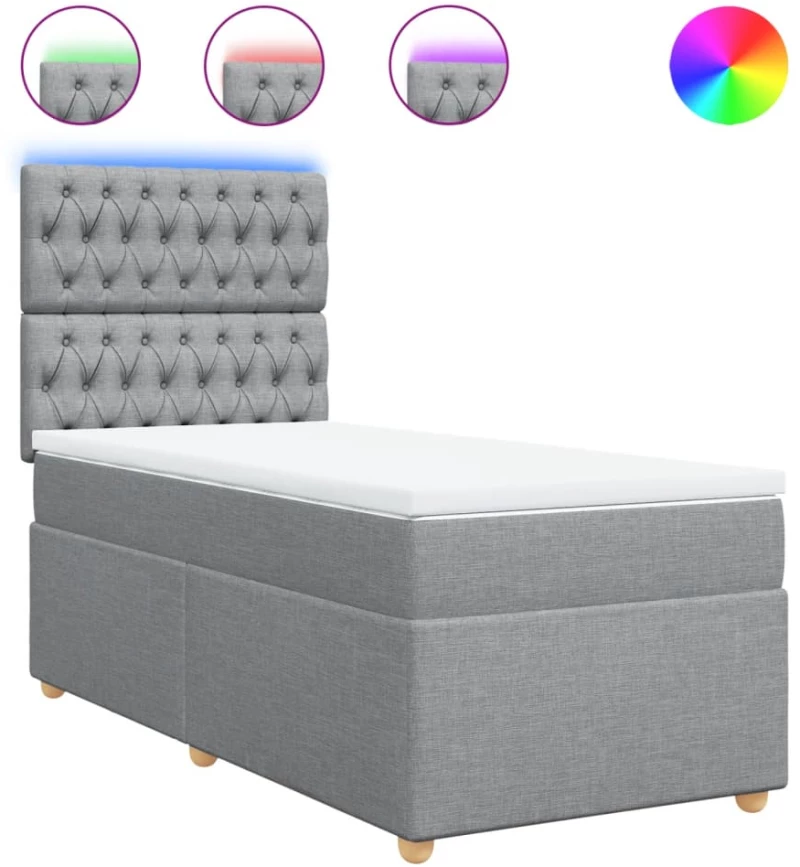 vidaXL Κρεβάτι Boxspring με Στρώμα Ανοιχτό Γκρι 80x200 εκ. Υφασμάτινο