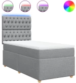 vidaXL Κρεβάτι Boxspring με Στρώμα Ανοιχτό Γκρι 80x200 εκ. Υφασμάτινο