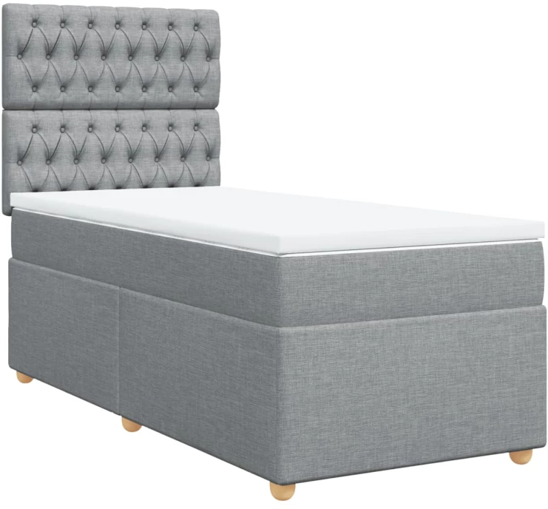 vidaXL Κρεβάτι Boxspring με Στρώμα Ανοιχτό Γκρι 80x200 εκ. Υφασμάτινο