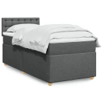 vidaXL Κρεβάτι Boxspring με Στρώμα Σκούρο Γκρι 90x190 εκ. Υφασμάτινο