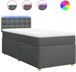 vidaXL Κρεβάτι Boxspring με Στρώμα Σκούρο Γκρι 90x190 εκ. Υφασμάτινο