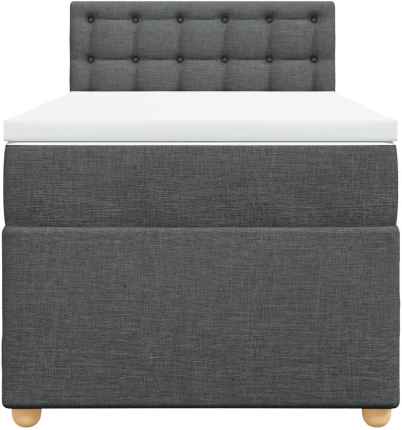 vidaXL Κρεβάτι Boxspring με Στρώμα Σκούρο Γκρι 90x190 εκ. Υφασμάτινο