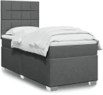 vidaXL Κρεβάτι Boxspring με Στρώμα Σκούρο Γκρι 90x200 εκ. Υφασμάτινο