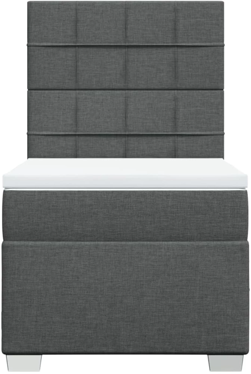 vidaXL Κρεβάτι Boxspring με Στρώμα Σκούρο Γκρι 90x200 εκ. Υφασμάτινο