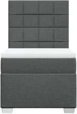 vidaXL Κρεβάτι Boxspring με Στρώμα Σκούρο Γκρι 90x200 εκ. Υφασμάτινο