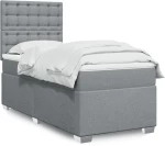 vidaXL Κρεβάτι Boxspring με Στρώμα Ανοιχτό Γκρι 90x200 εκ. Υφασμάτινο