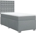 vidaXL Κρεβάτι Boxspring με Στρώμα Ανοιχτό Γκρι 90x200 εκ. Υφασμάτινο