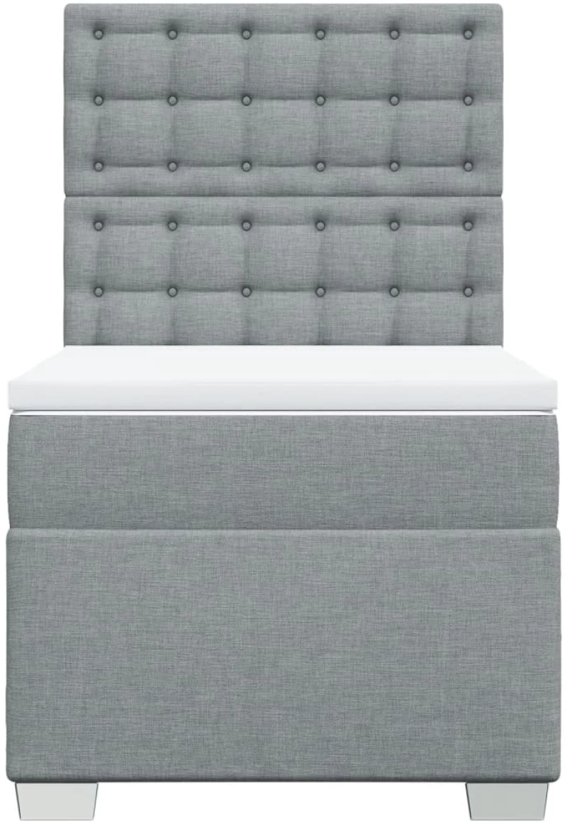 vidaXL Κρεβάτι Boxspring με Στρώμα Ανοιχτό Γκρι 90x200 εκ. Υφασμάτινο