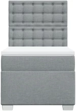 vidaXL Κρεβάτι Boxspring με Στρώμα Ανοιχτό Γκρι 90x200 εκ. Υφασμάτινο