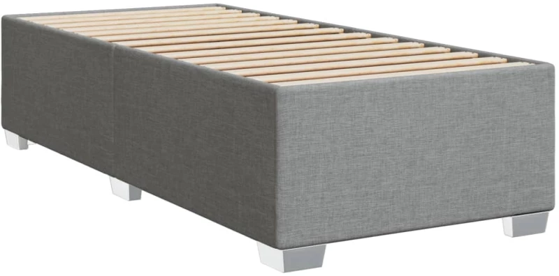 vidaXL Κρεβάτι Boxspring με Στρώμα Ανοιχτό Γκρι 90x200 εκ. Υφασμάτινο