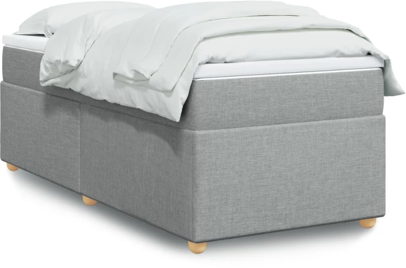 vidaXL Κρεβάτι Boxspring με Στρώμα Ανοιχτό Γκρι 80x200 εκ. Υφασμάτινο