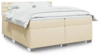 vidaXL Κρεβάτι Boxspring με Στρώμα Κρεμ 200x200 εκ. Υφασμάτινο