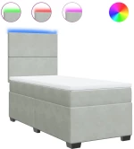 vidaXL Κρεβάτι Boxspring με Στρώμα Ανοιχτό Γκρι 80x200 εκ. Βελούδινο