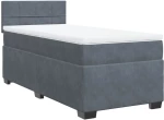 vidaXL Κρεβάτι Boxspring με Στρώμα Σκούρο Γκρι 100x200 εκ. Βελούδινο